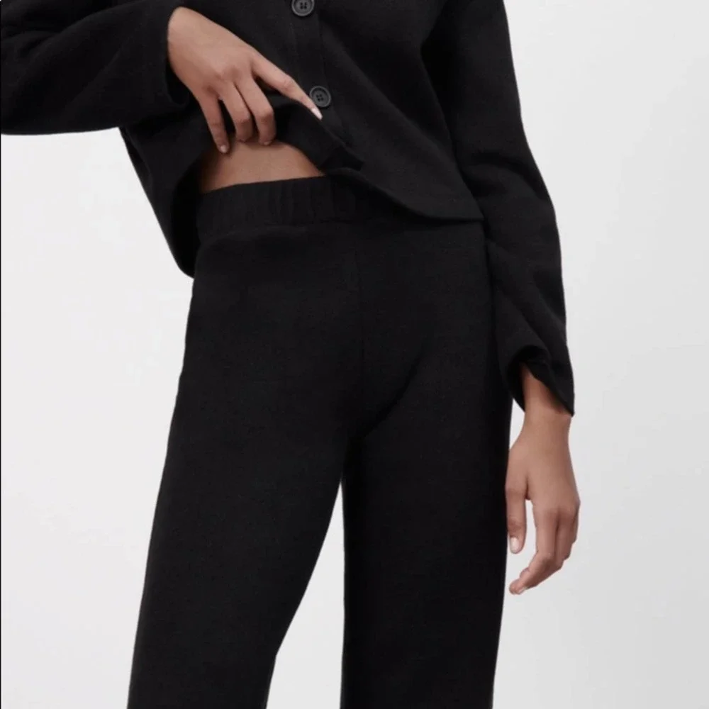 Zara Soft knit semi Sheer pull on wide leg black pants size XL extra large VGUC - Picture 2 of 16